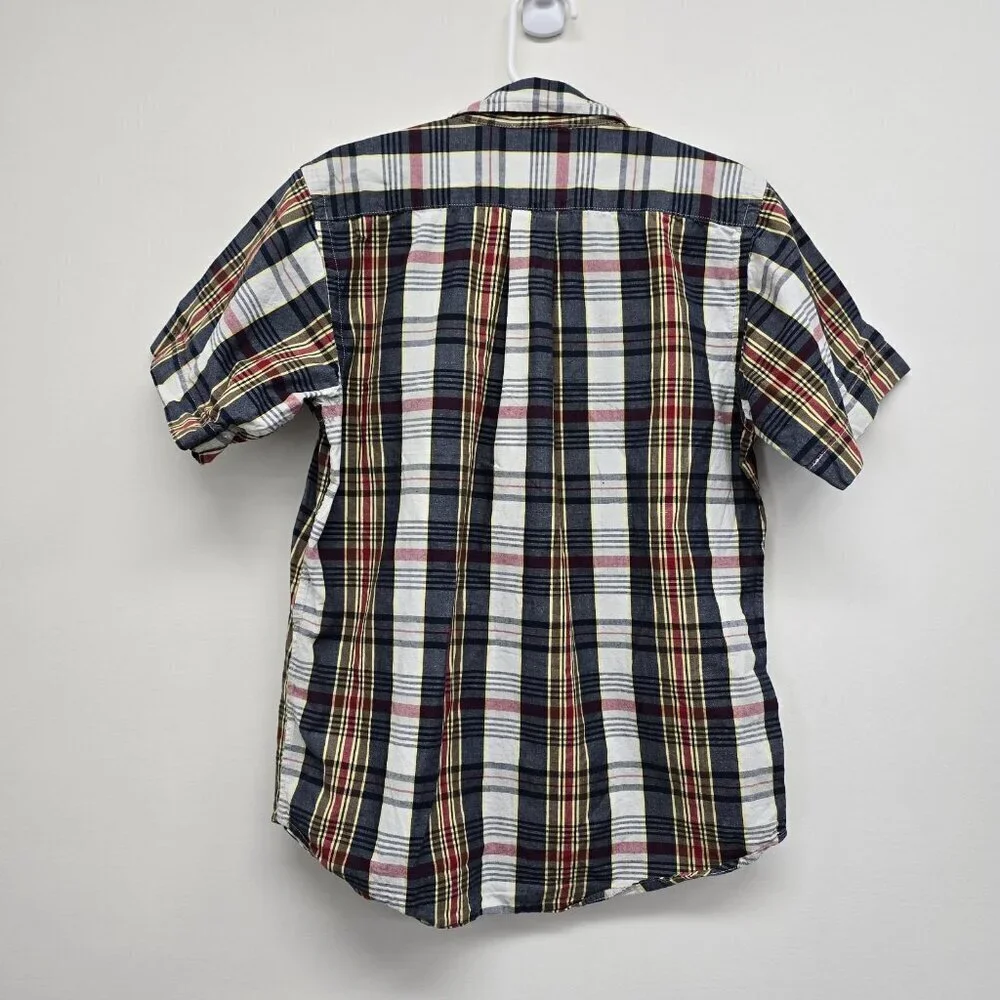 Ralph Lauren Boys Size 7 Short Sleeve Button Up Shirt Blue Red Yellow Plaid